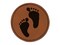 Cute Baby Footprints Silhouette Round Iron-On Engraved Faux Leather Patch Applique - 2.5"